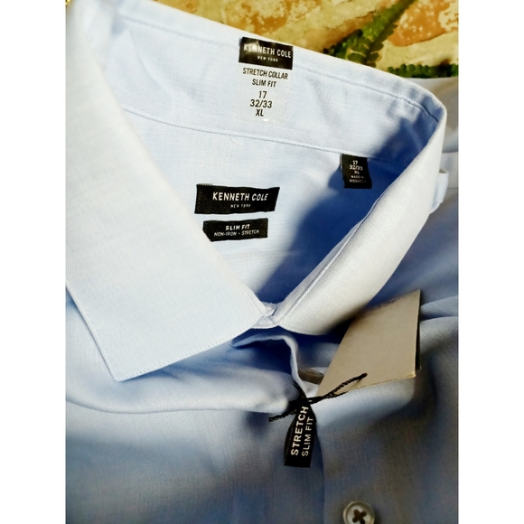 Kenneth Cole Slim Fit Stretch Non-Iron Dress Shirt - Picture 10 of 11